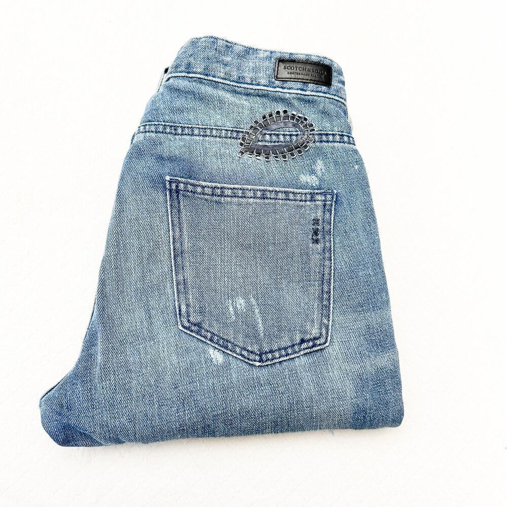 Scotch & Soda L'Adorable Boyfriend Embroidered Patches Denim Jeans Size 26 / 32